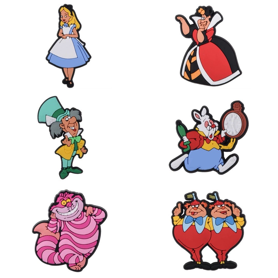 Alice Cat Rabbit Croc Shoe Charms Set of 6