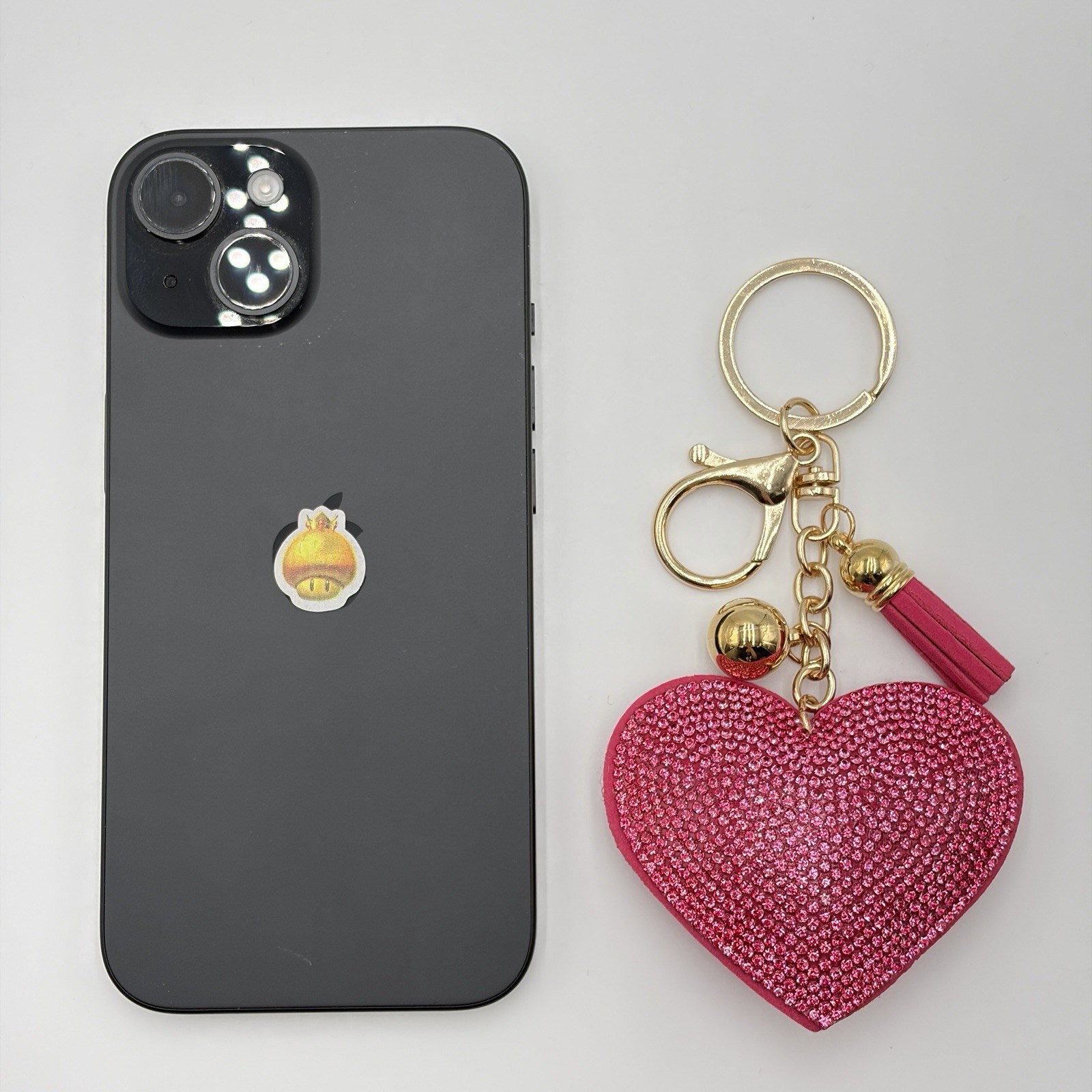Pink Heart Rhinestone Bag Charm Crystal Keychain Purse Charm Tassel Gift Box