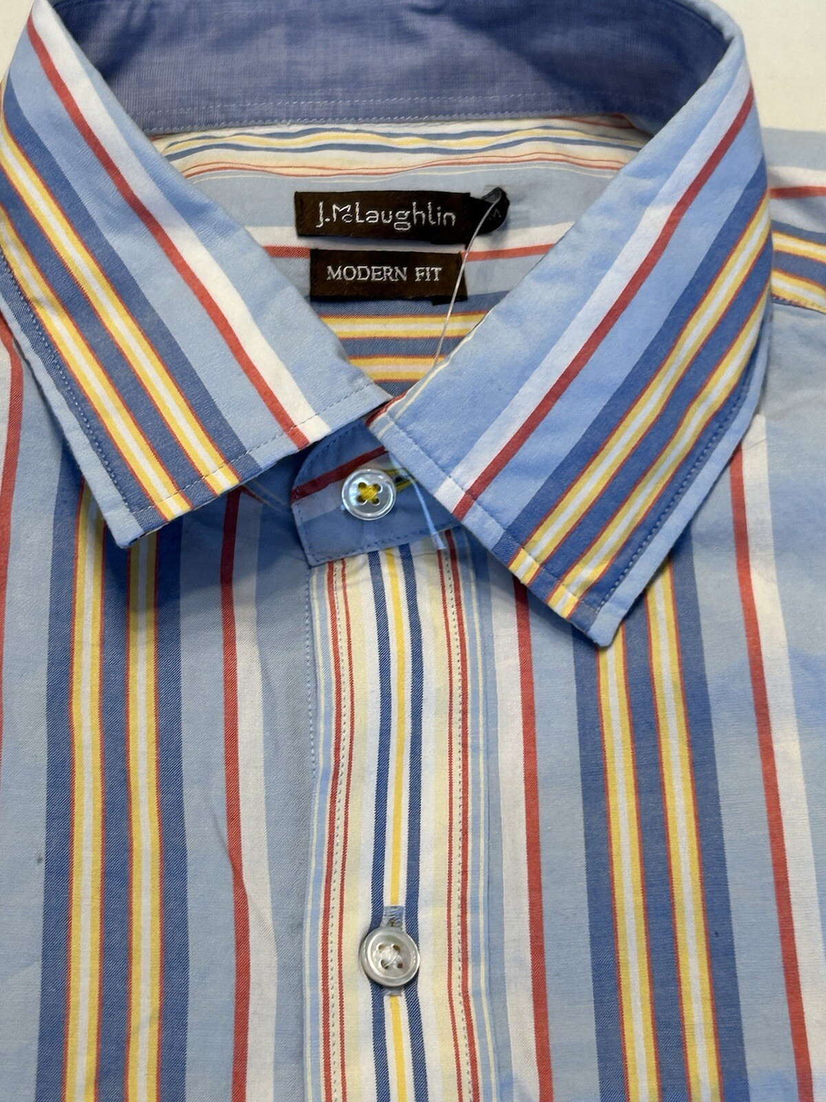 NWT $148 J. McLaughlin Men’s Gramercy Modern Stripe Button Down Size Medium