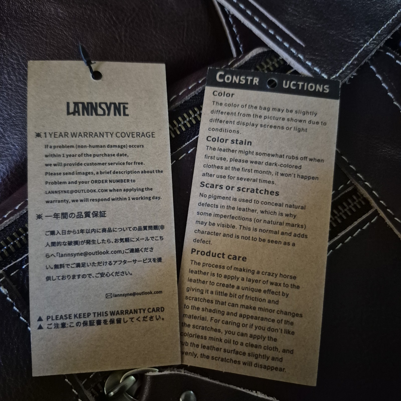 Lannsyne Full Grain Leather Backpack