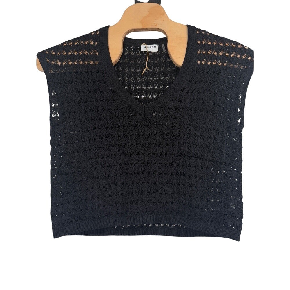 LNA Clothing Lilou Crochet Top V-Neck Cropped Oversized NWOT Sz XS