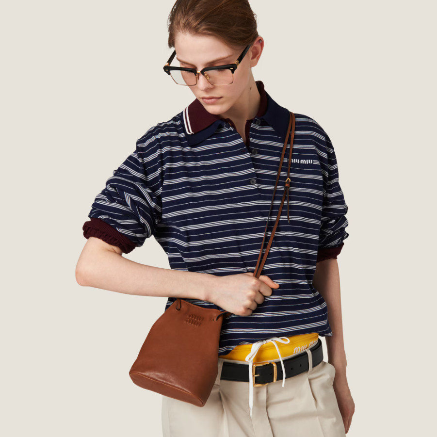 Miu Miu Mini Bucket Bag Brown Nappa Leather Crossbody NWT Italy
