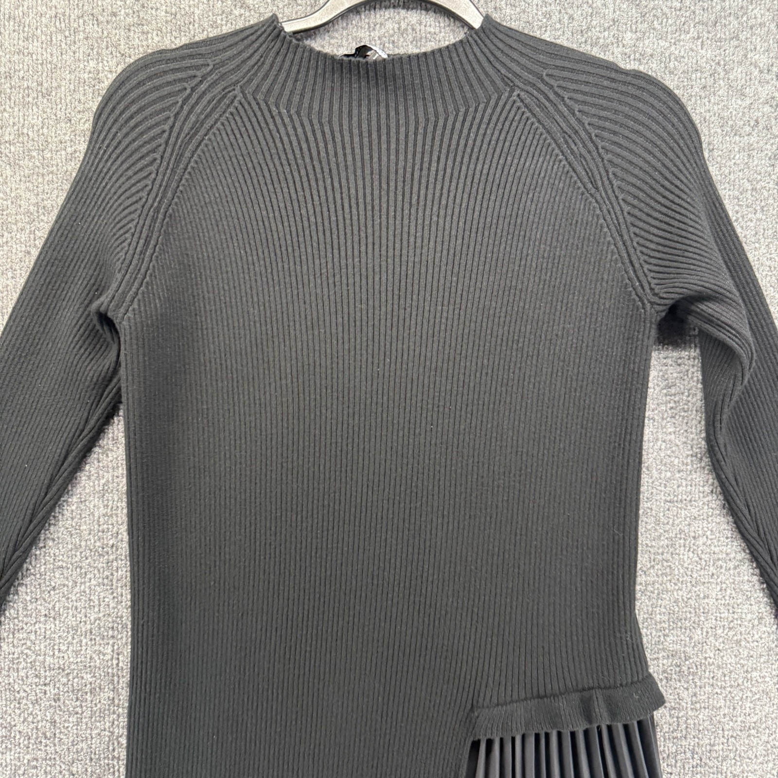 Dalia MacPhee Dress Womens L Black Ribbed Pleated Formal Old Money Quiet Luxury