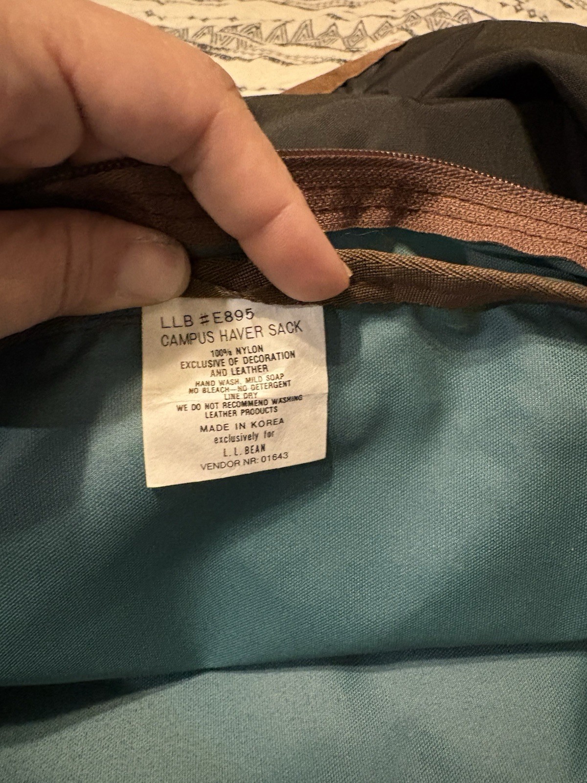 L.L.Bean Blue/Brown Messenger Bag Buckle Zip Inner Pockets Organizer Strap