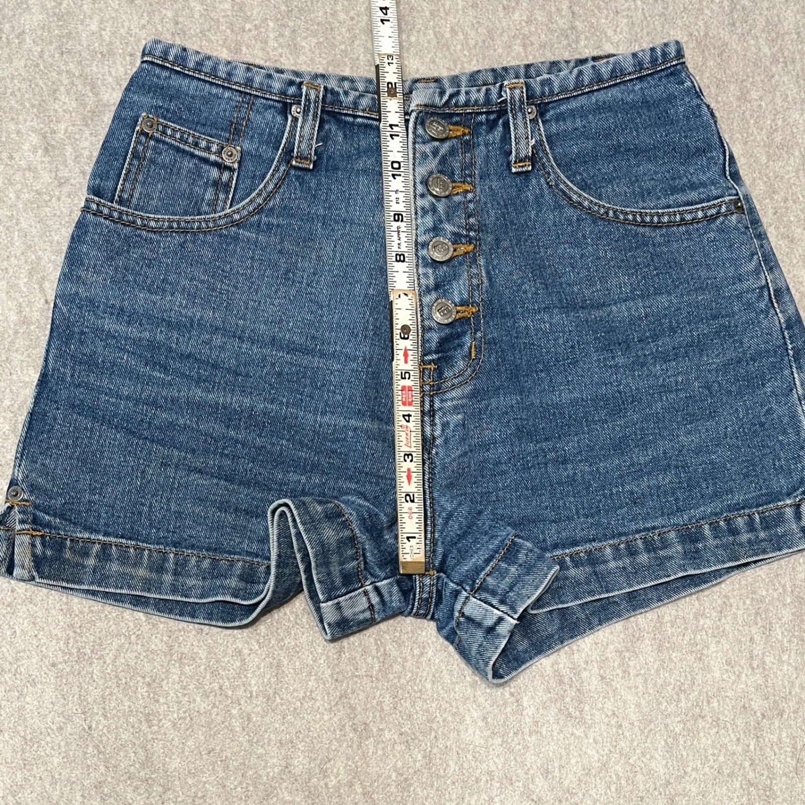 Vintage 90s Route 66 High Waisted Button Fly Denim Mom Shorts 9/10 Size 27″