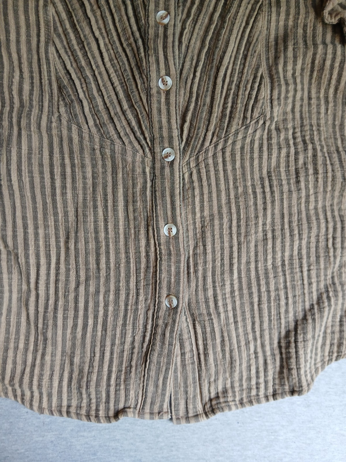 Easel Top Large Cotton Gauze Ruffle Stripe Peasant Bohemian Cottage Boho