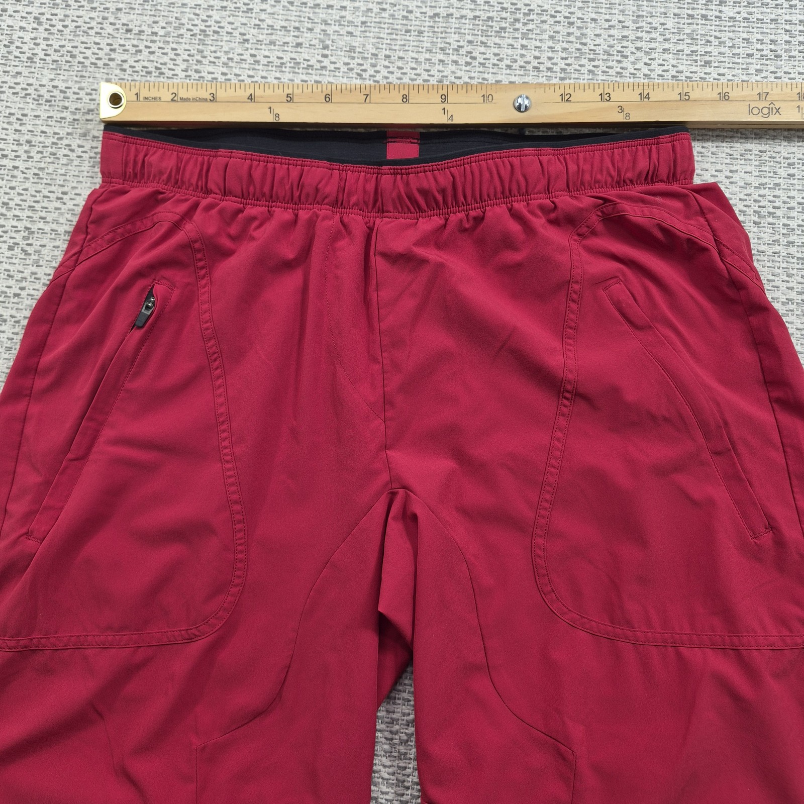 Paskho Pants Mens Large Red Travel Track Athletic Stretch Zip Pocket Hiking