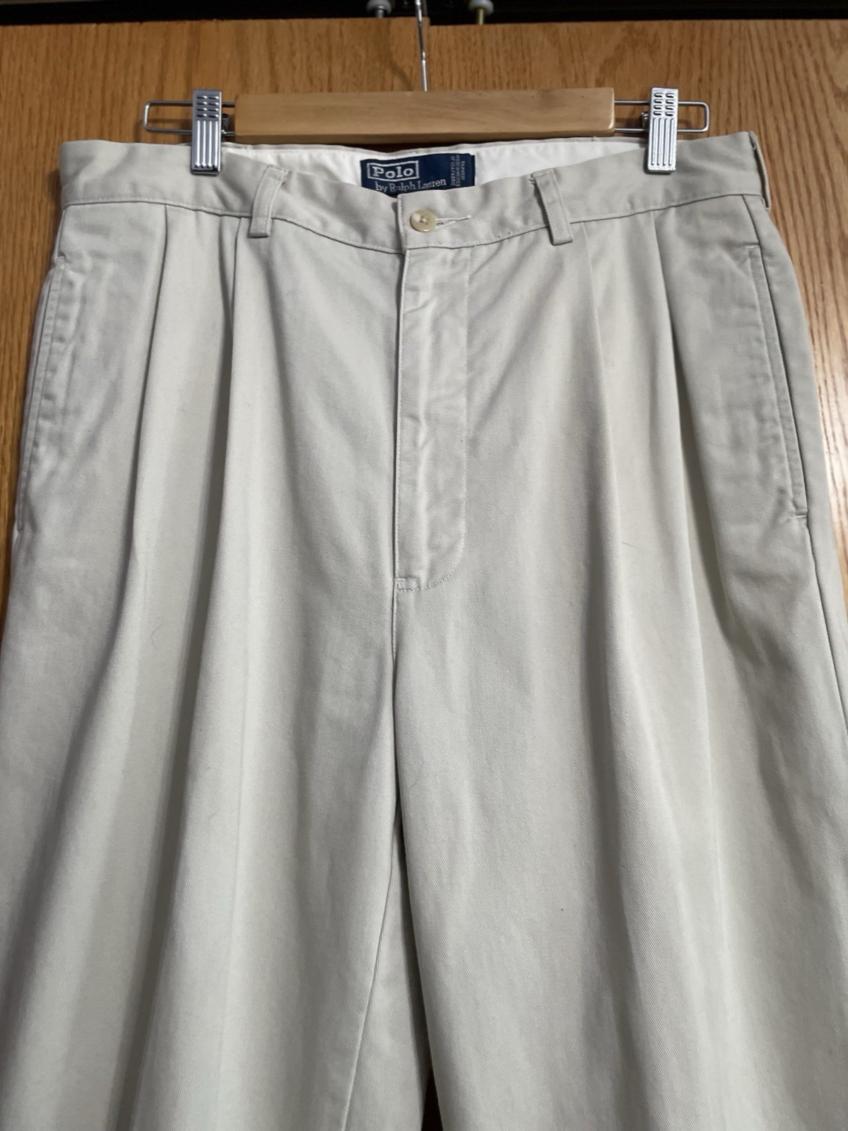 Polo by Ralph Lauren Classic Fit Beige Cotton Pleated Chino Pants 34W