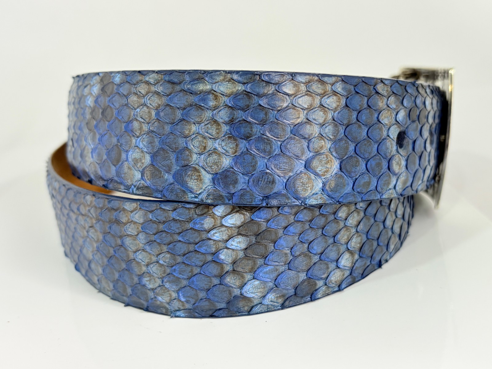 W. Kleinberg Genuine Python Belt 38 Sterling Silver Buckle Southwestern Sunface