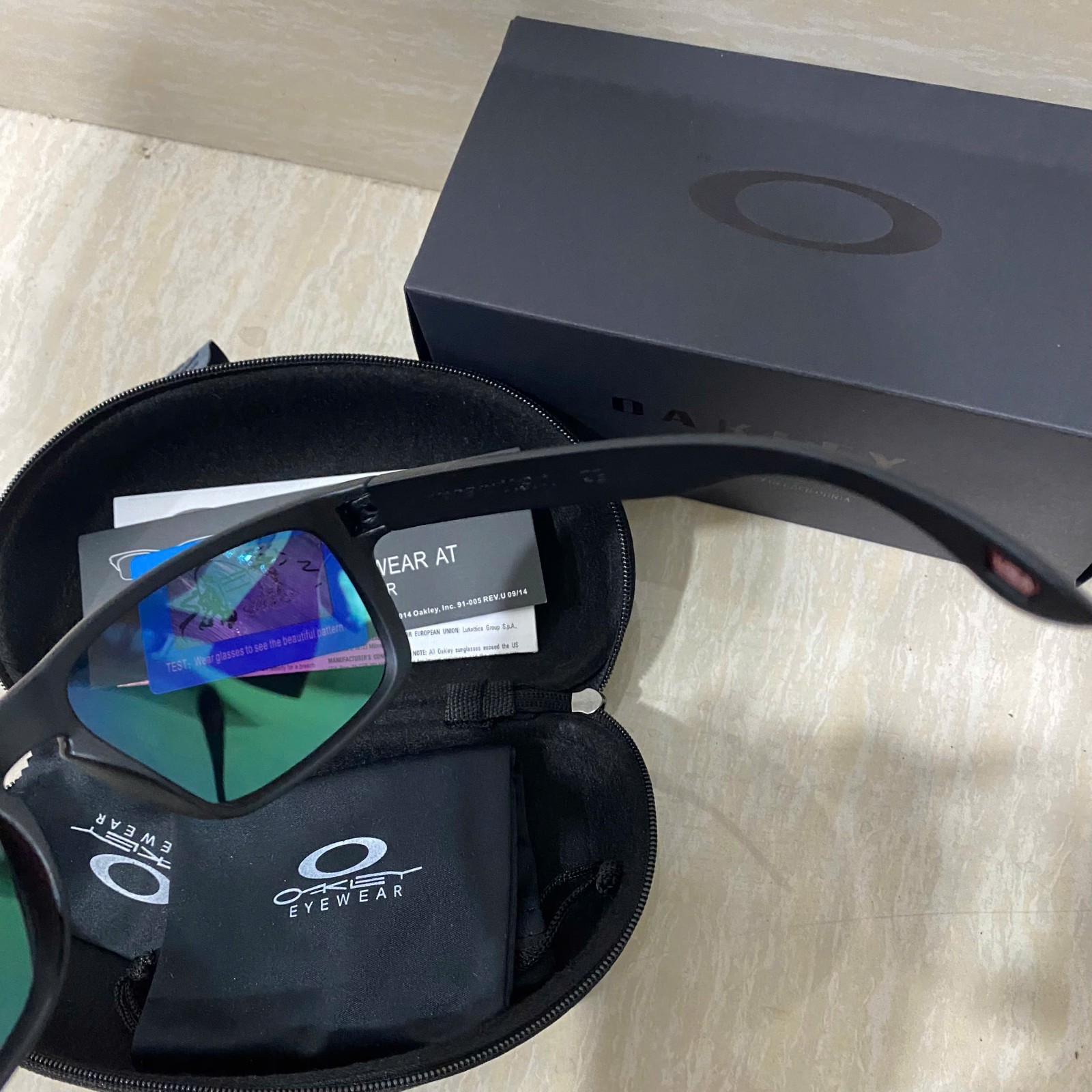 Oakley Style Holbrook Matte Black Green Mirror Polarized Sunglasses UV400