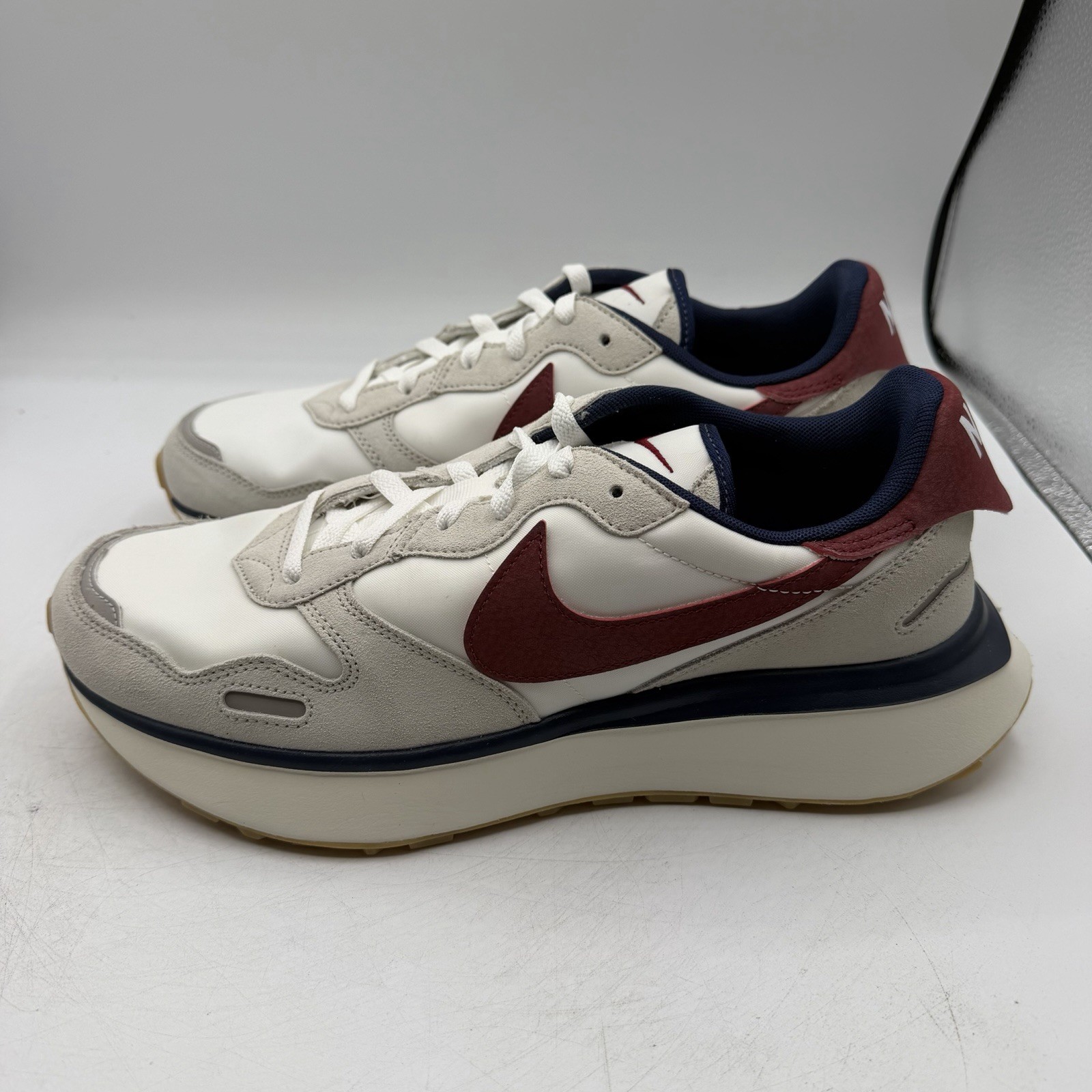 Nike Phoenix Waffle Running Shoes Womens 12.5 Men 11 Light Bone Team Red Sneaker