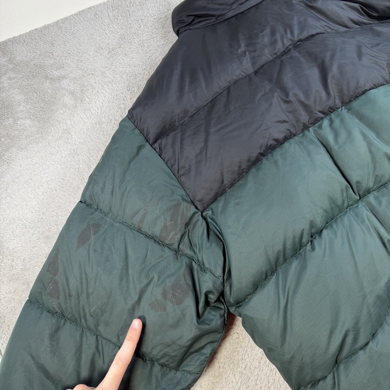 Eddie Bauer Jacket Mens 2XL Green Goose Down Puffer Full Zip Pocket EBTek