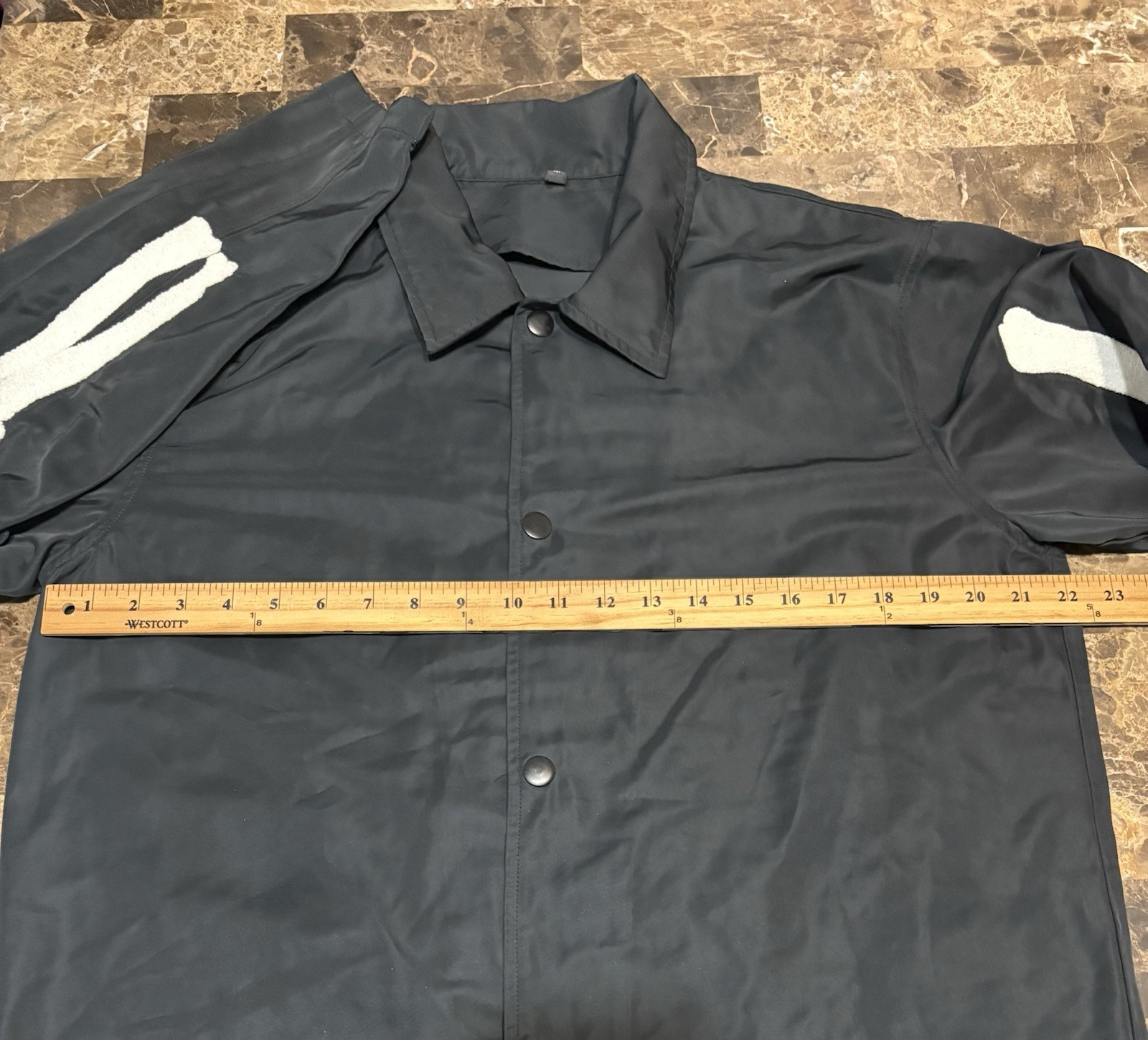 4our SZNS Black Men’s Lightweight Jacket with Skeleton Detail Msz Button-Up