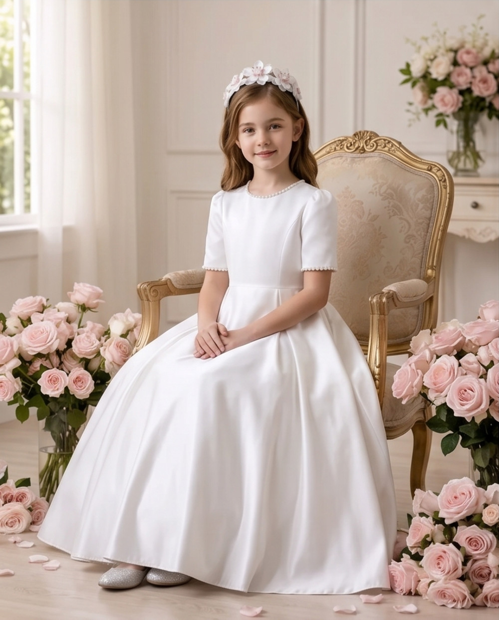 Claire Grace White Communion Dress for Girls | Vinam Boutique Australia