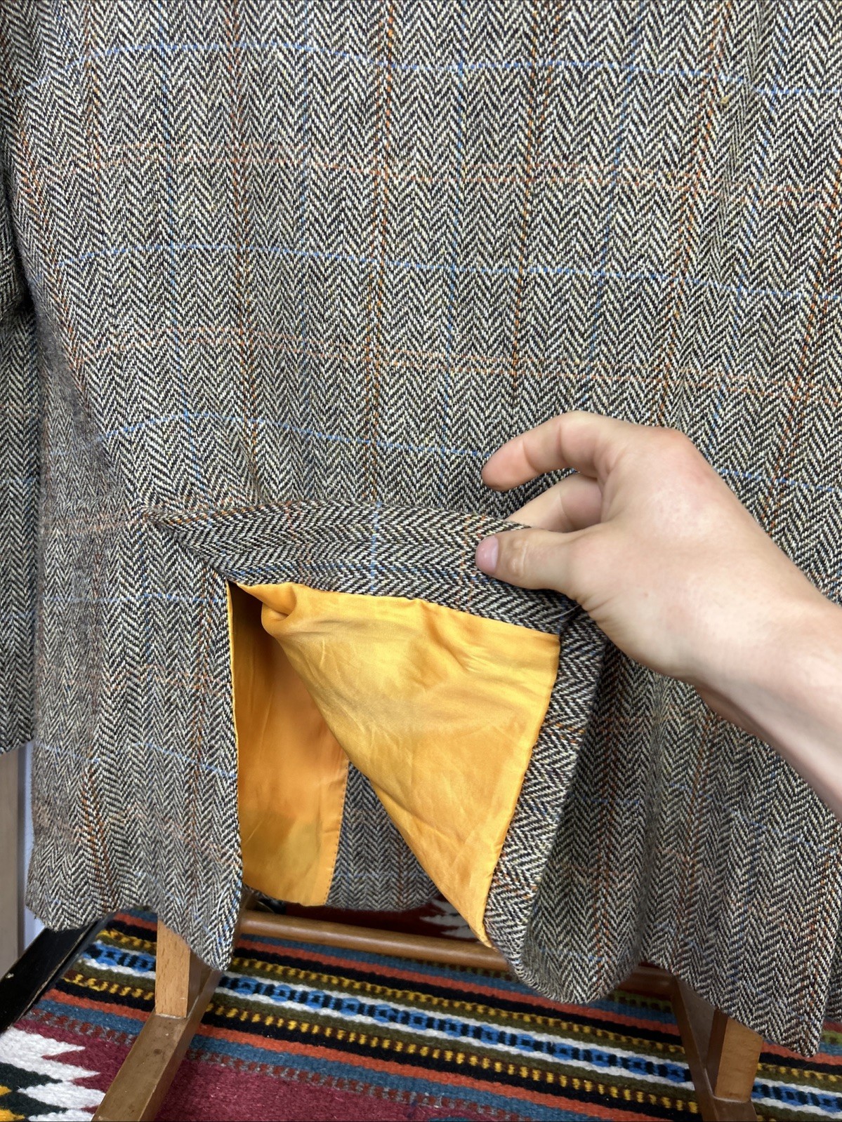 Harris Tweed (48R) TWEED Blazer Sport Jacket Windowpane Check Herringbone