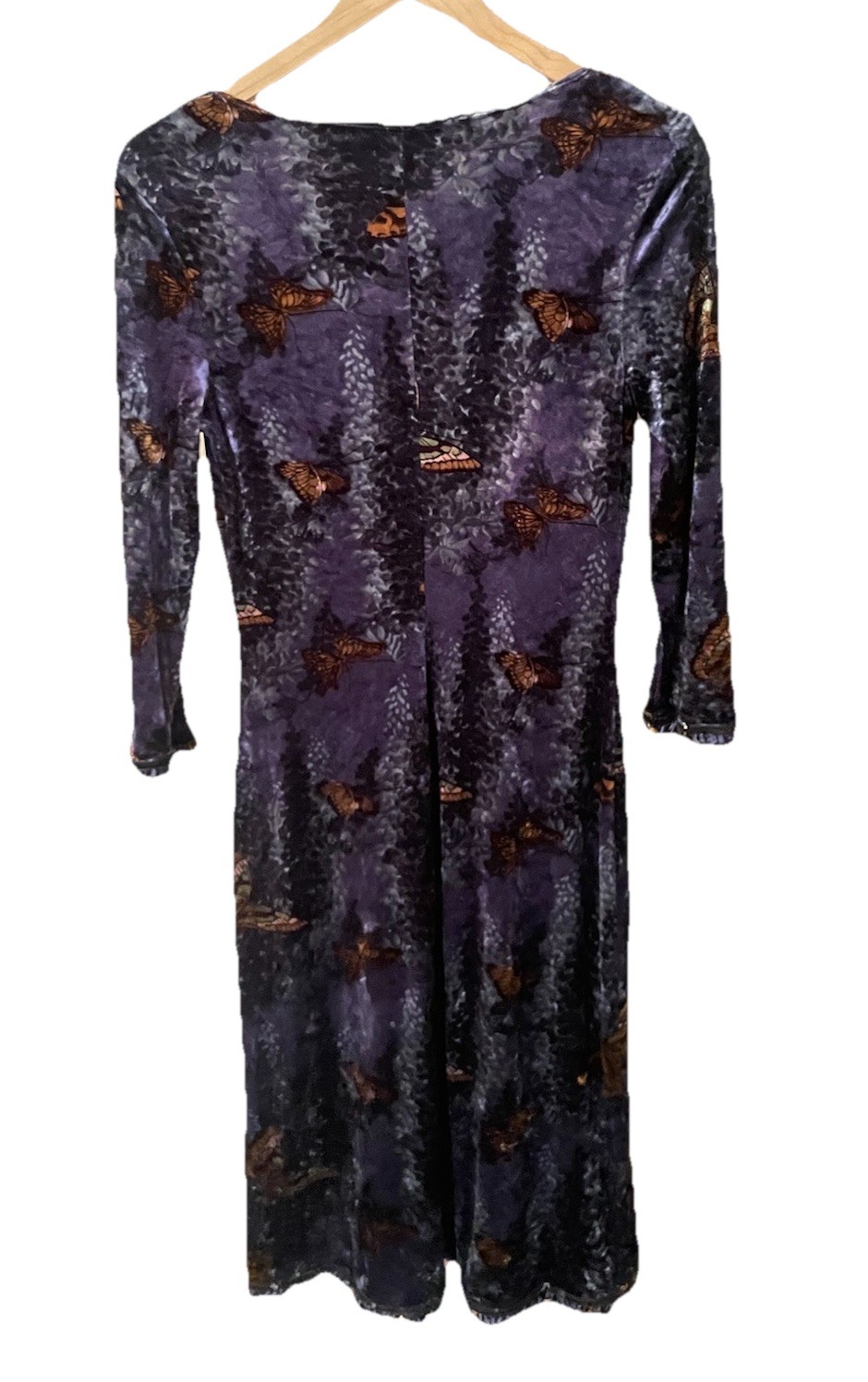 90s Betsey Johnson Blue-Purple with Velvet Butterfly Print