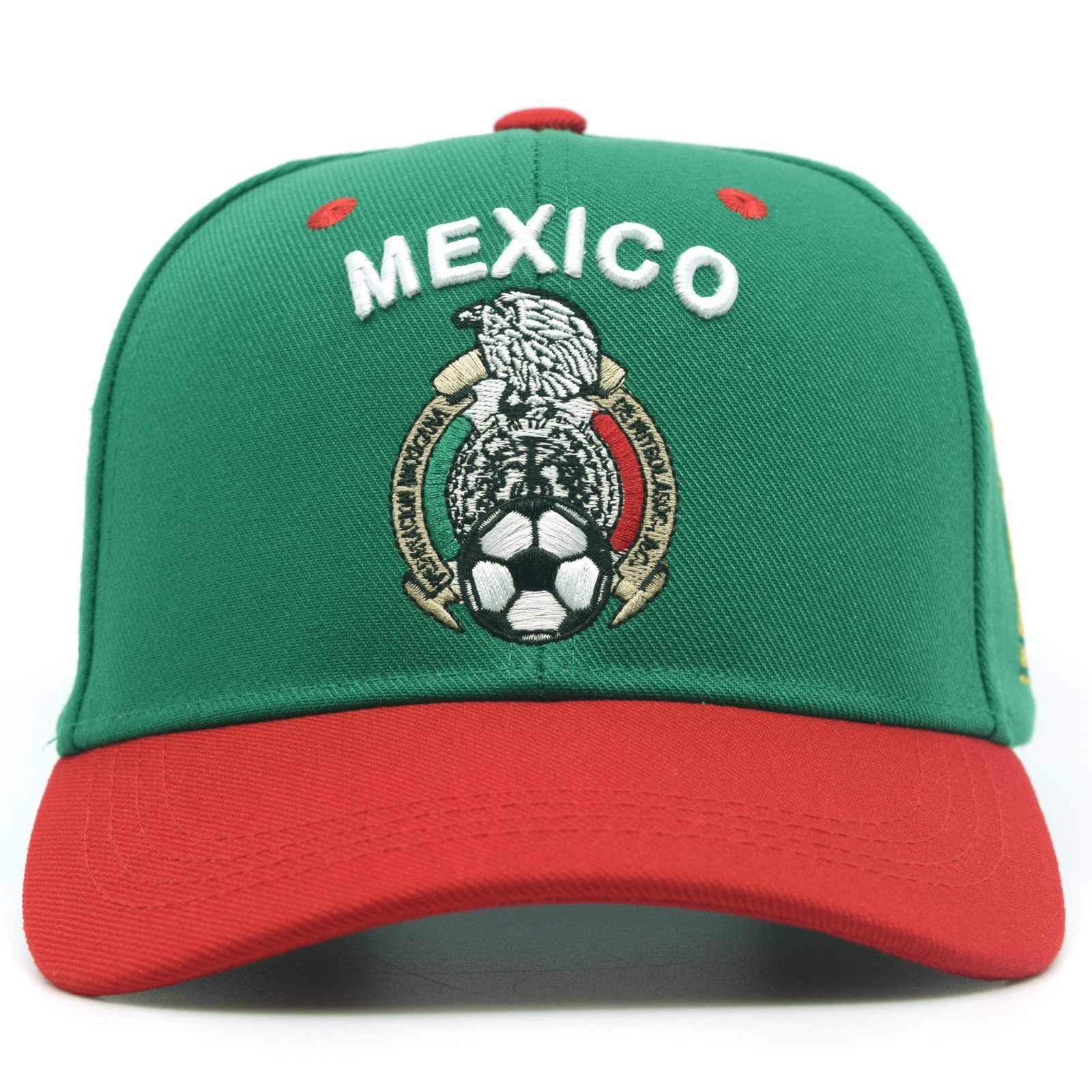 Mexico National Emblem Snapback Hat Textured Grid Print Brim Soccer Fan Cap New