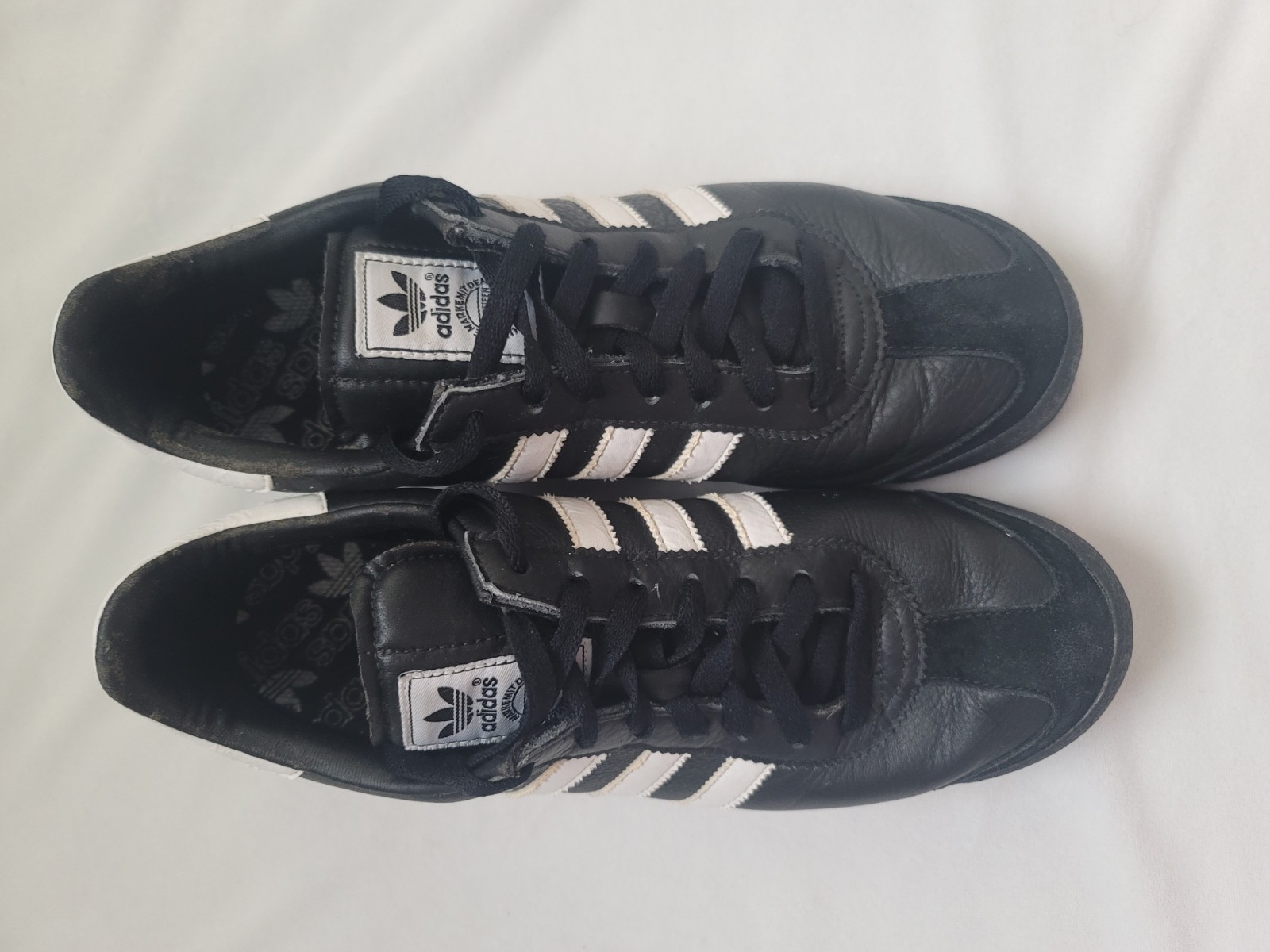 ADIDAS SAMOA Black White Men’s Size 9 Classic Leather Sneakers Pre-Owned