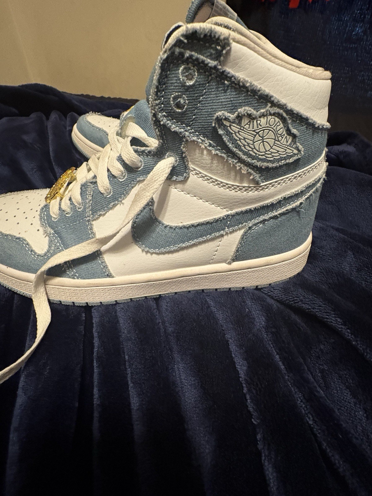 Jordan Air Jordan 1 High Top Men’s Sneaker Blue/White Colorblock Lace-Up