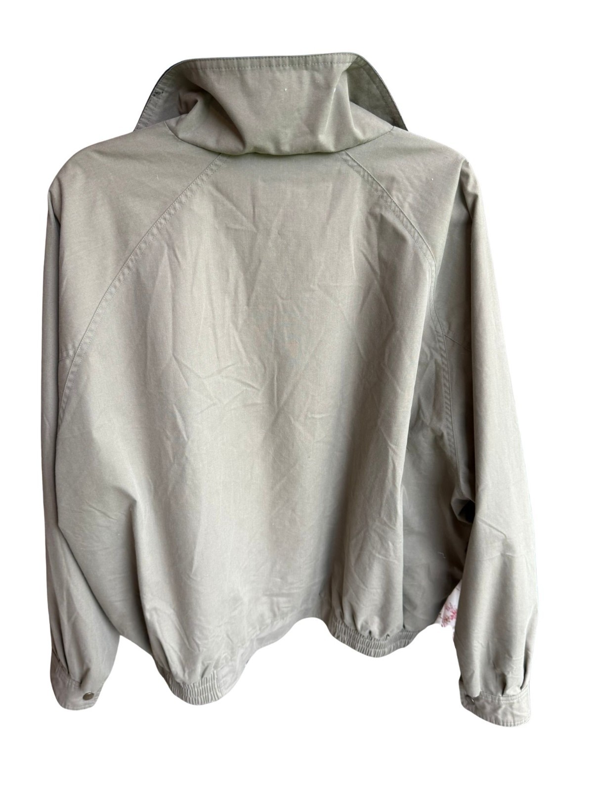 Vintage Original Windbreaker Jacket 3X Khaki Navy Full Zip Snap Front Made in Ho