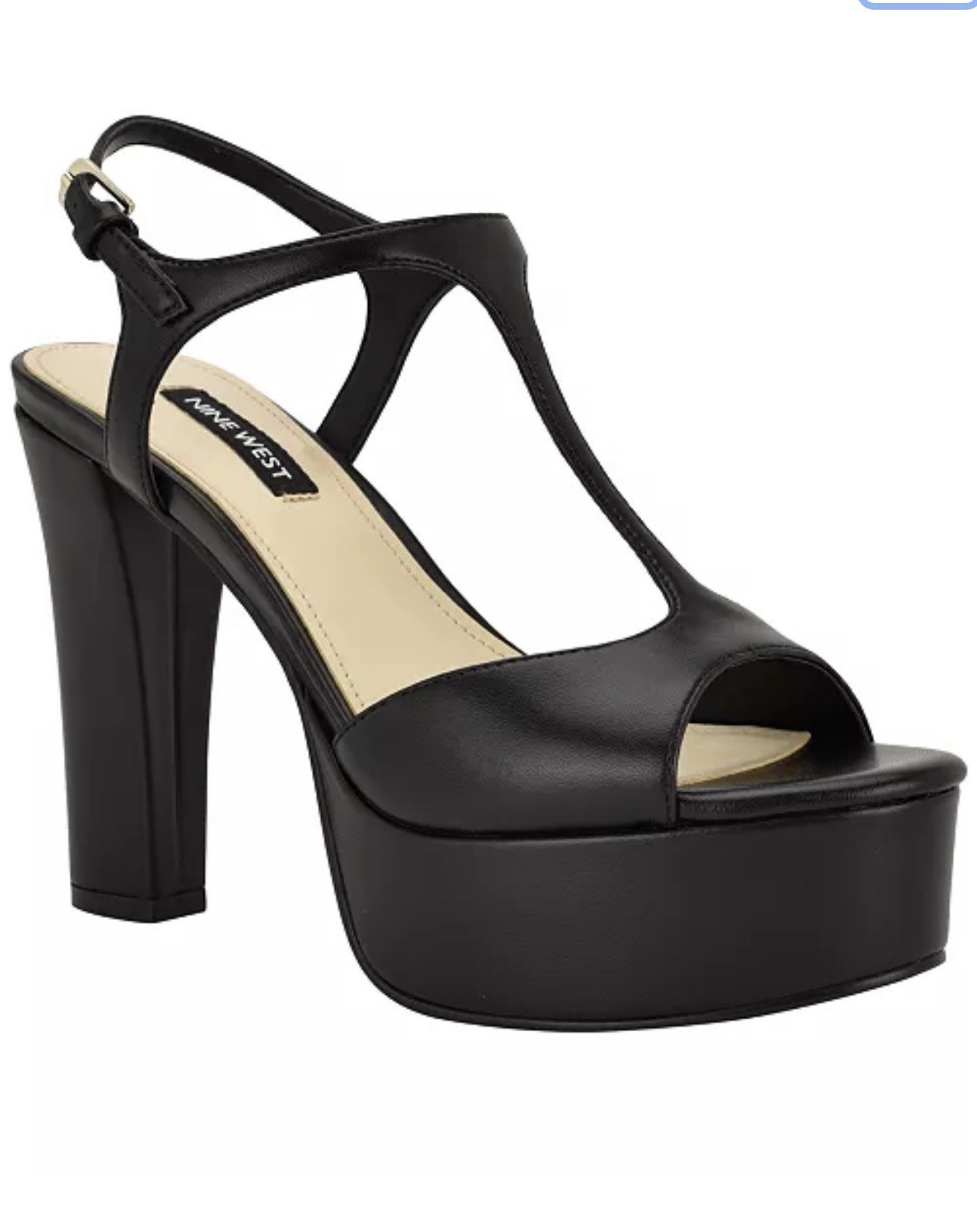 Nine West Women’s Black Platform Sandals Ankle Strap Buckle Open Toe Sz 7.5
