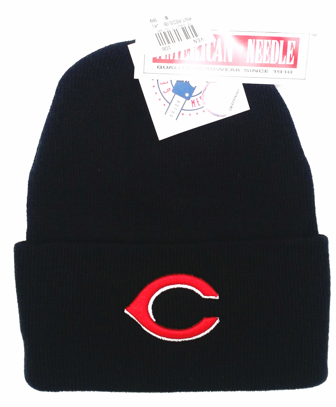 Cincinnati Reds Hat Cuffed Black Knit Beanie Hat by ANNCO