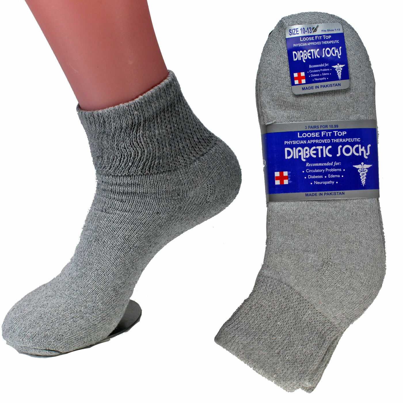 12 Pairs Diabetic Ankle Quarter Crew Socks Health Cotton Men Women Circulatory