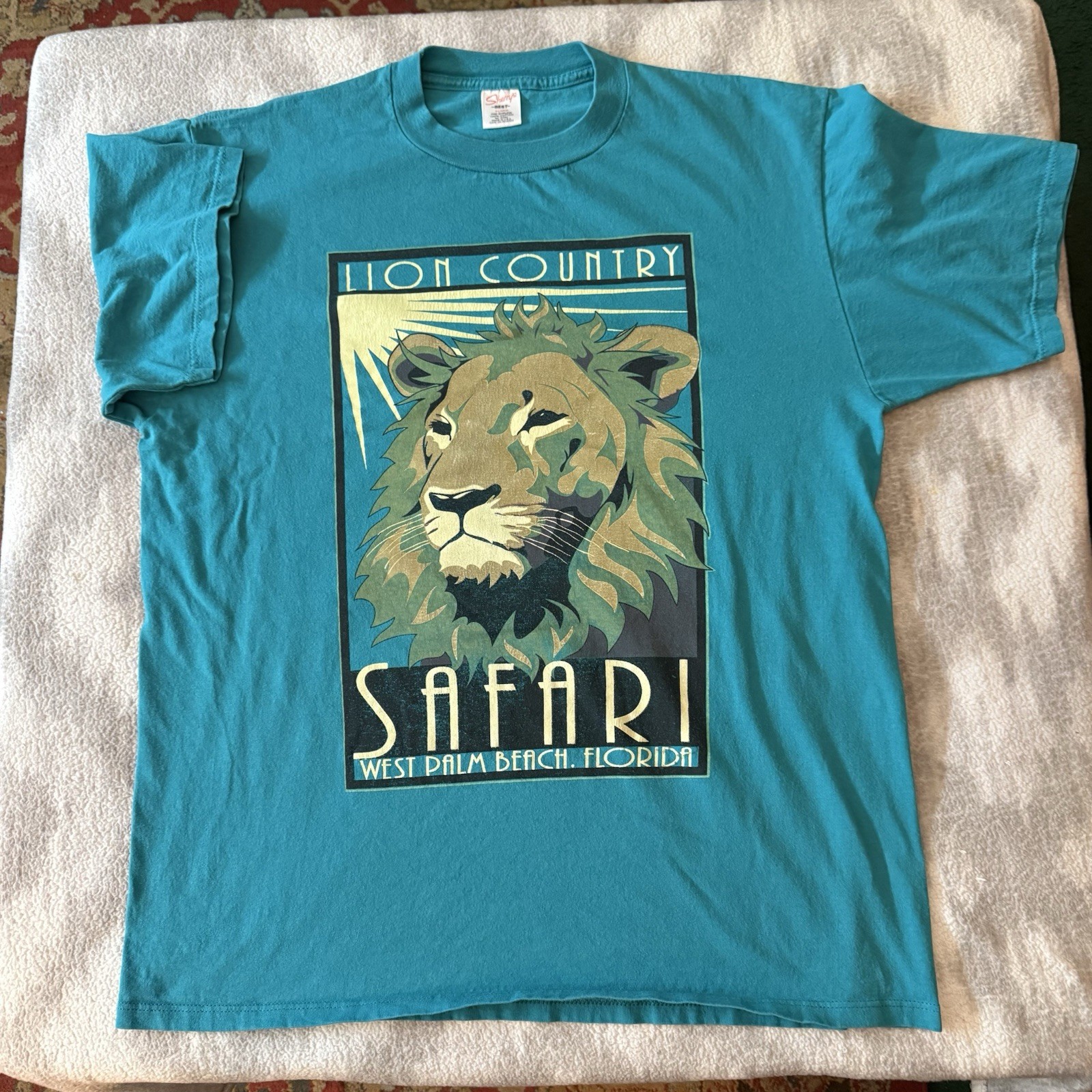 Vintage 90s Lion Country Safari West Palm Beach FL T-Shirt XL Teal Sherry’s Best