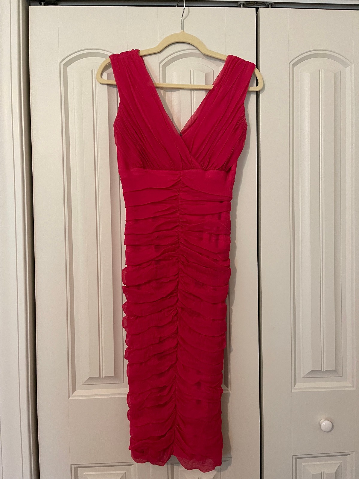Tadashi Hot Pink Ruched BodyCon Dress Sz 8
