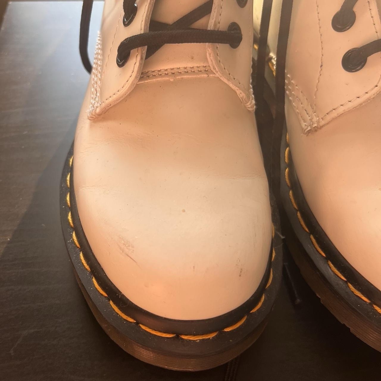 Dr. Martens White Leather Lace-Up Ankle Combat Boots Round Toe US 7