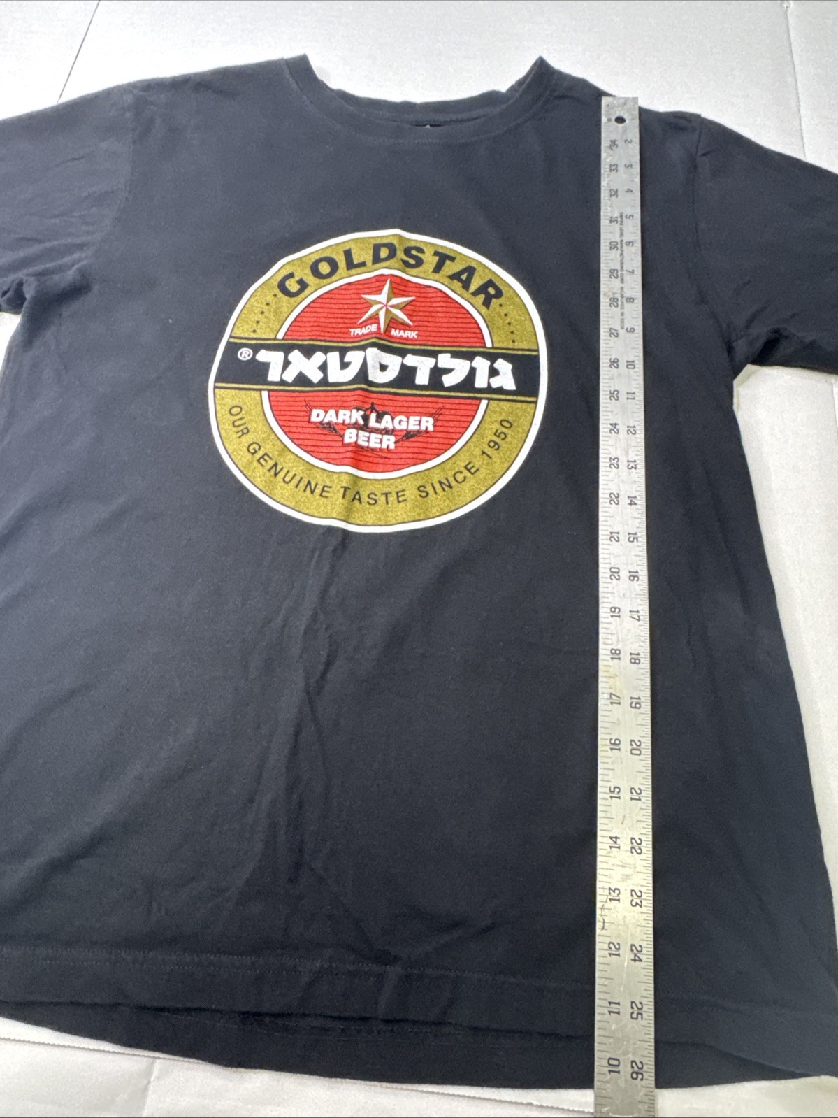 Goldstar Dark Lager Beer Men’s T-Shirt Large Black Short Sleeve Graphic Print