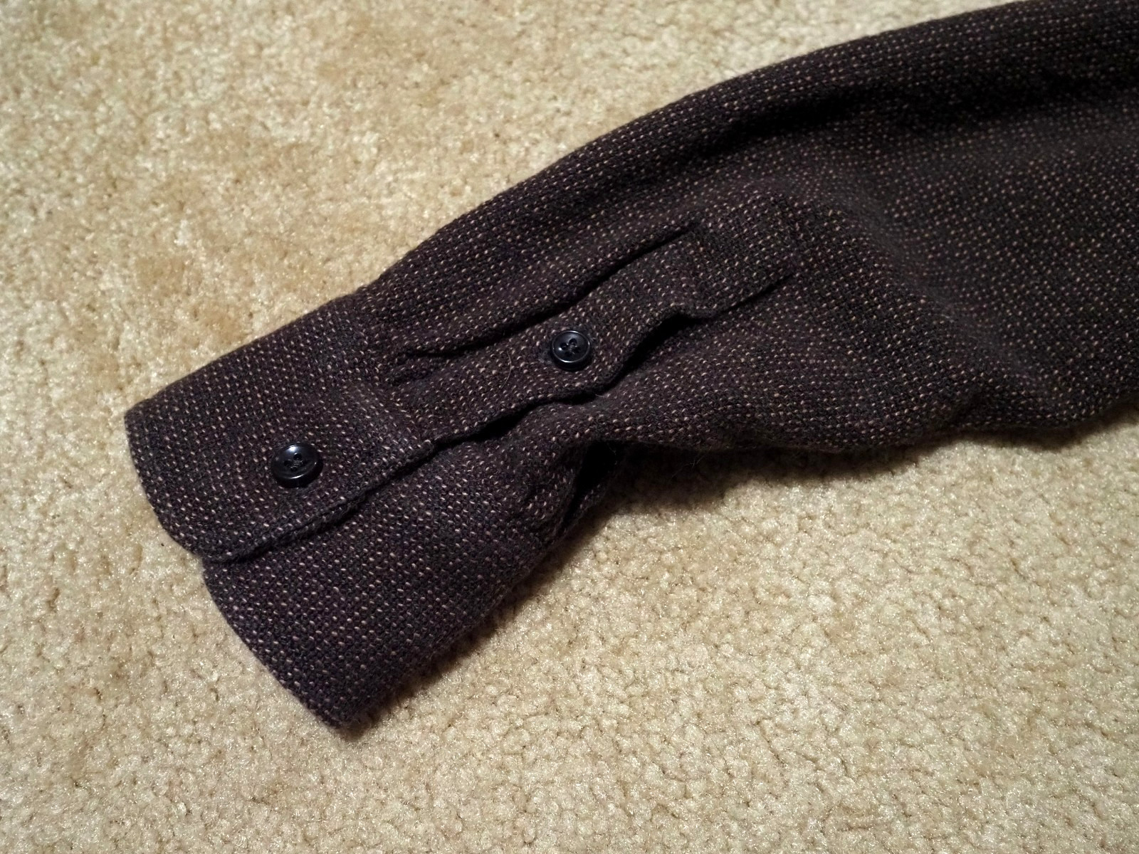 Taylor Stitch Ledge Shirt Black Coffee Linen Tweed Mens Size 38 Small