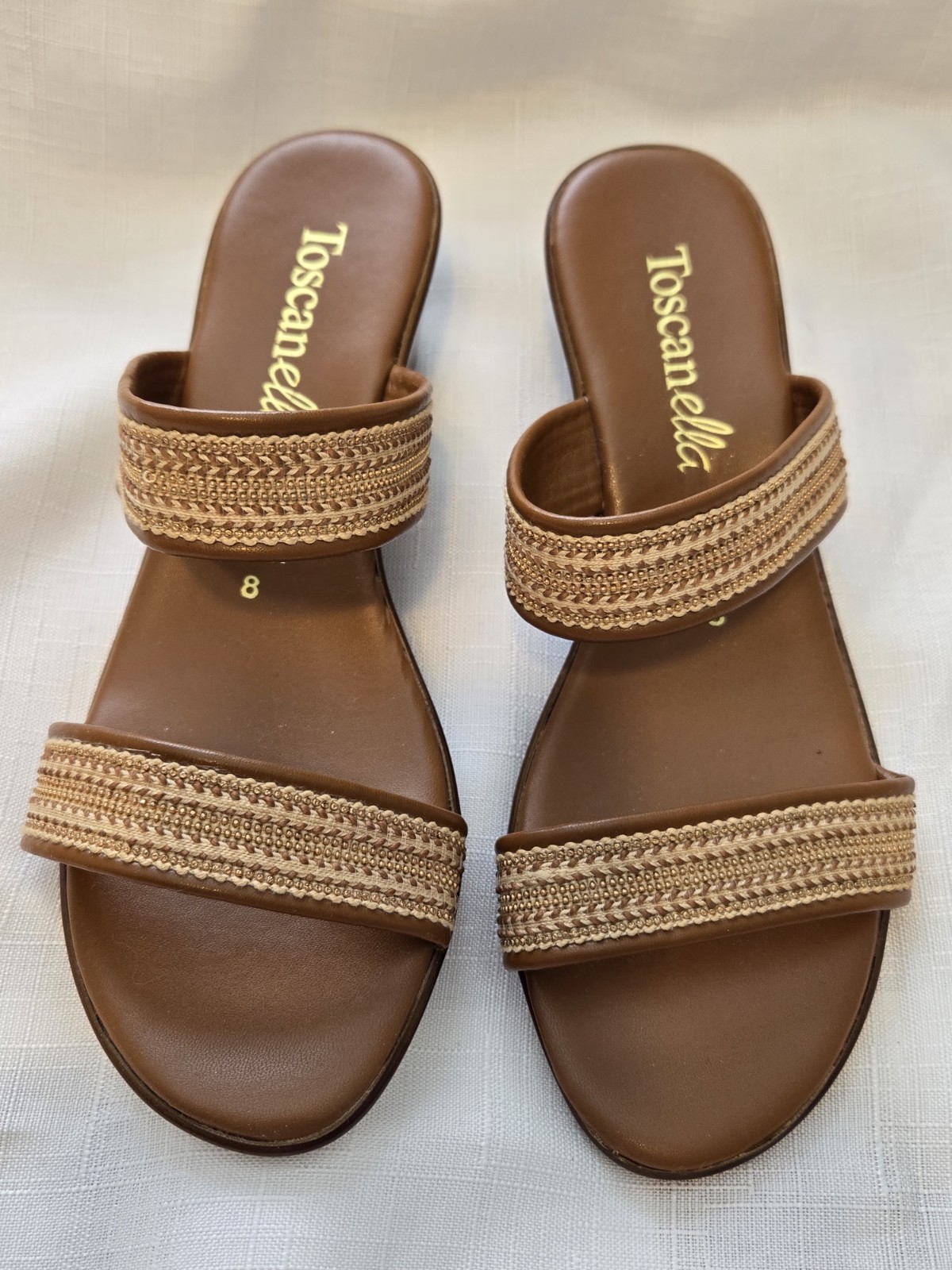 Toscanella Women’s Made In Italy Wedge Slip On Open Toe Sandal Size 8
