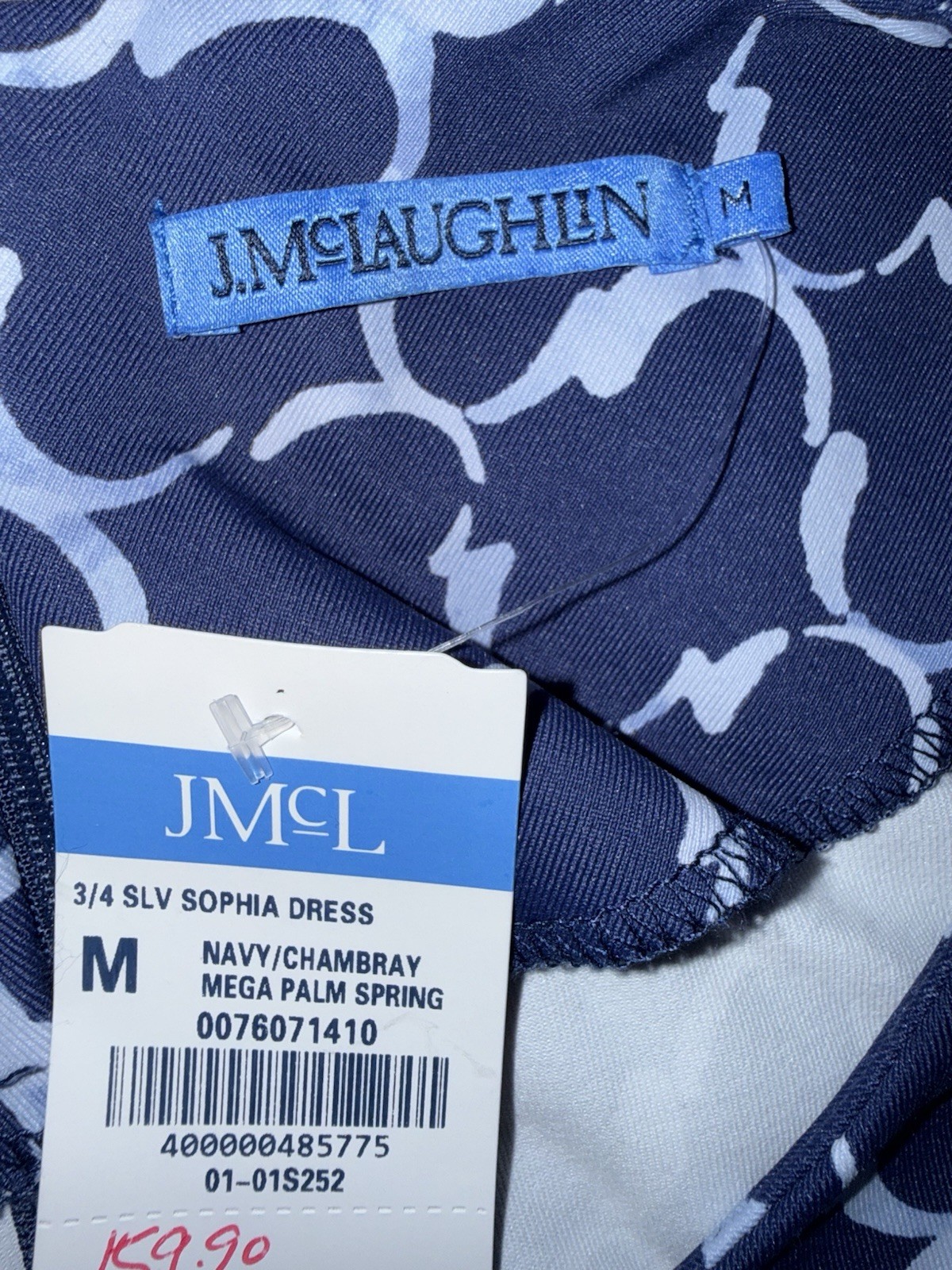 J.Mclaughlin Navy Chambray Mega Palm Spring Women’s M Coastal Resort New