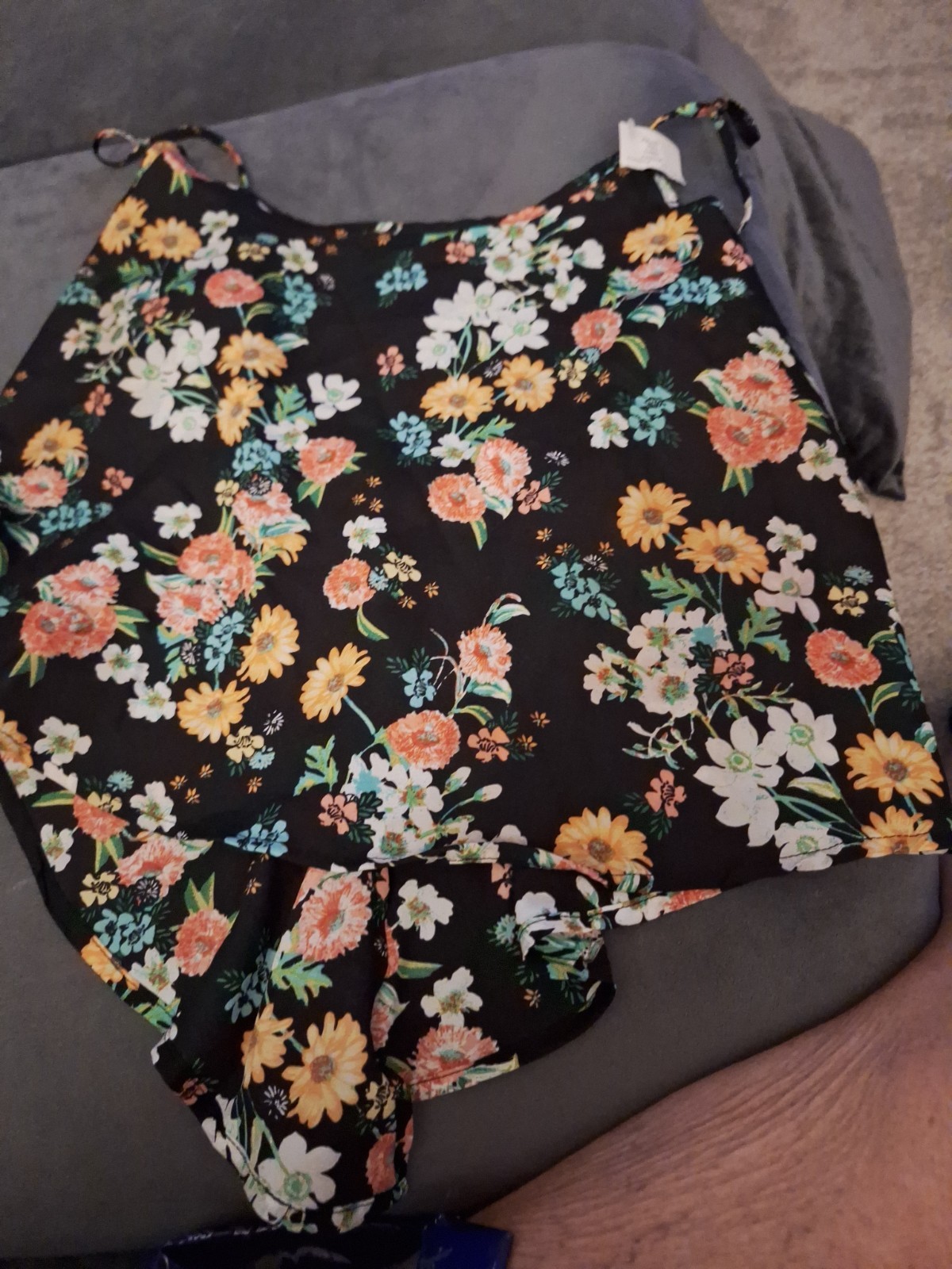 Ambiance Apparel Floral Tank Top Chico Juniors Split Back Size S G 016