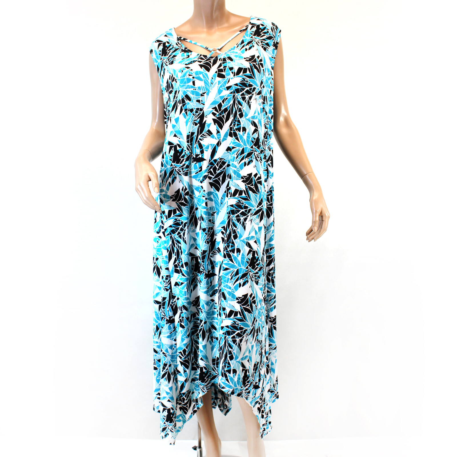 AnyWear by Catherines Plus Blue Floral Crisscross Dress 3X 26/28