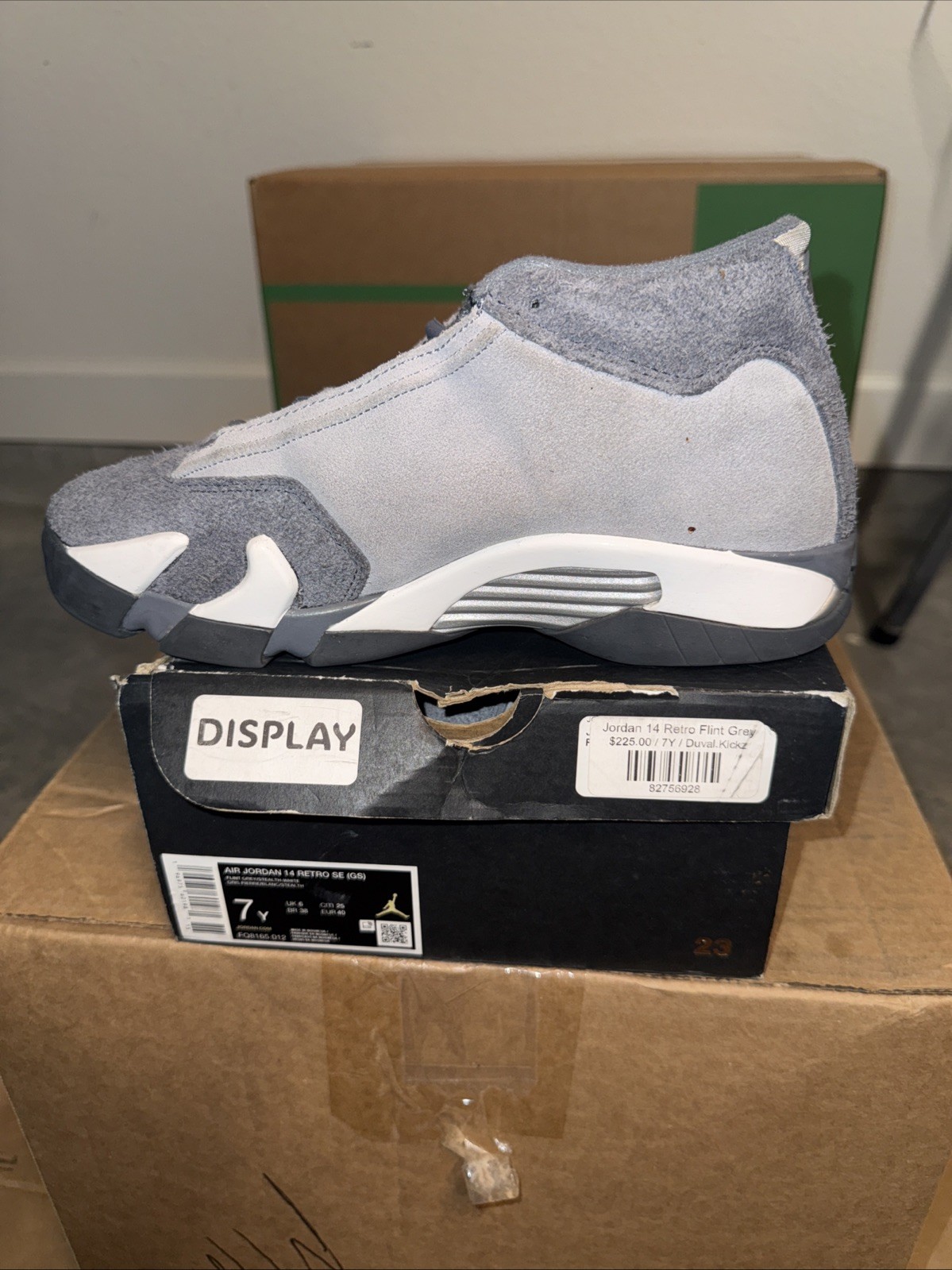Air Jordan 14 Retro Flint Grey Size 7y 100% Authentic Ready To Ship ! CHEAP!