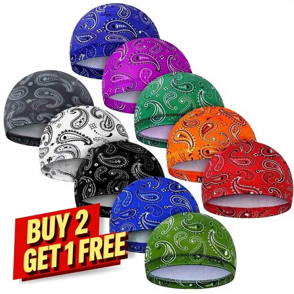 Cooling Bald Dome Skull Cap Helmet Liner Sport Beanie Hat Moisture Sweat Wicking