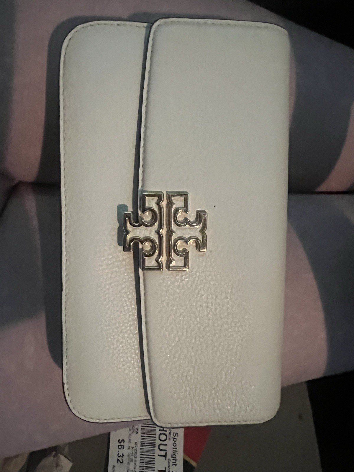 Tory Burch Britten Chain Wallet Wristlet Blue Mist Logo Zipper Women