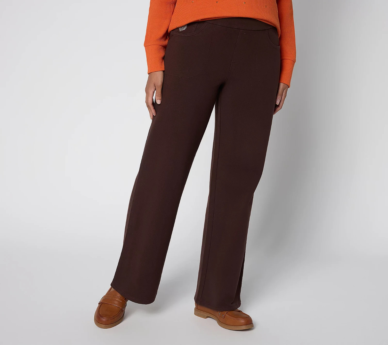 Quacker Factory DreamJeannes Regular Wide Leg Full Length Pants