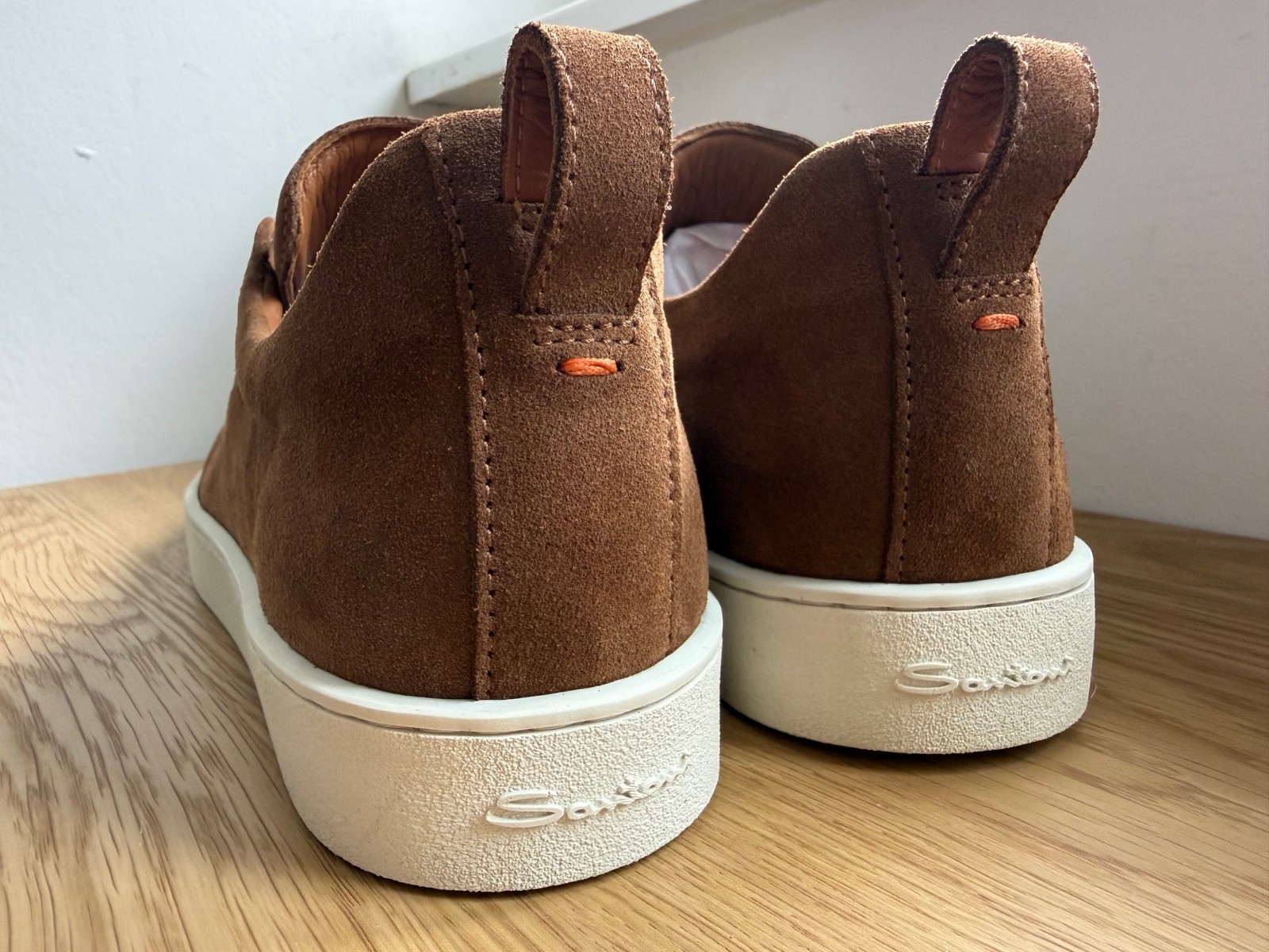 Santoni slip on brown suede sneakers/leather shoes/made in Italy / 42EU/ 9US/8UK