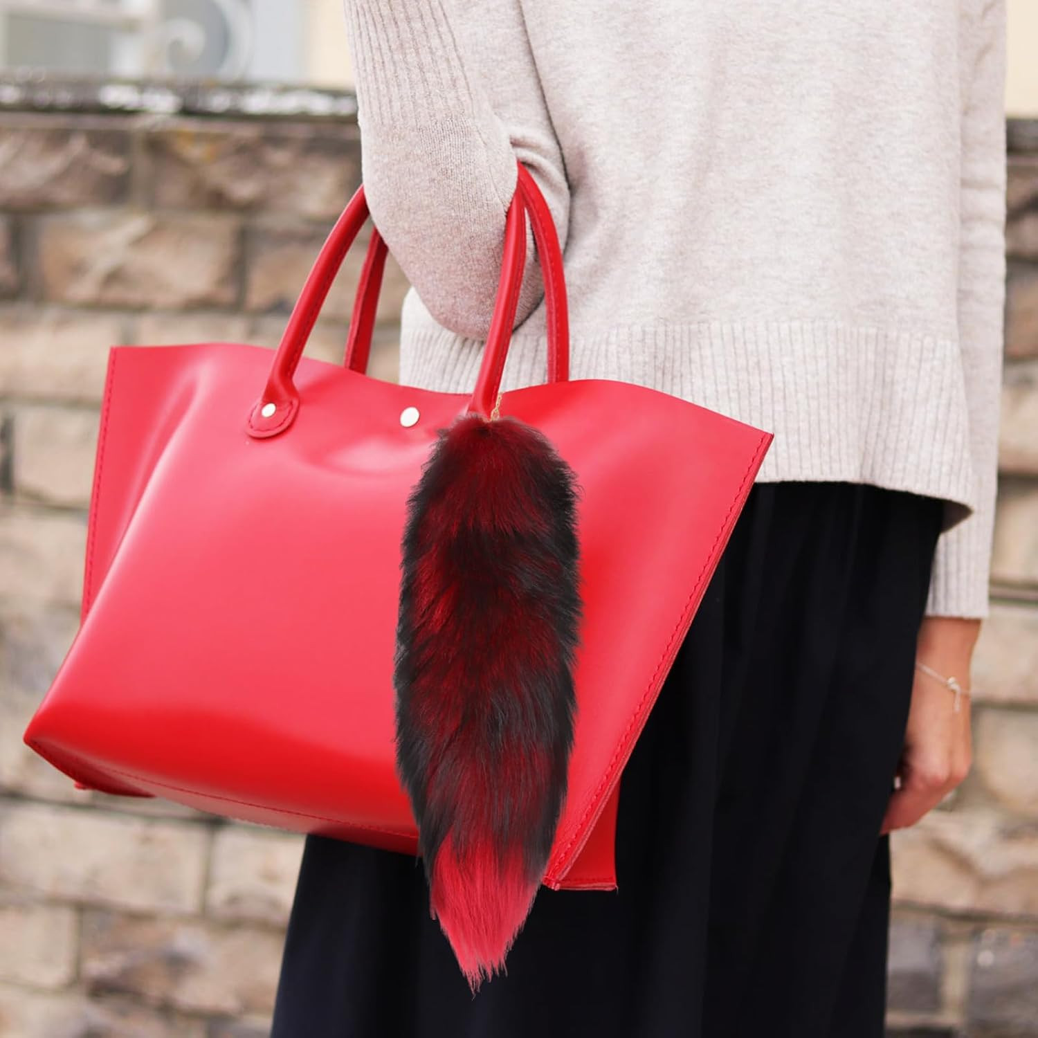 Fluffy Real Fox Fur Tail Keychain Tassel Bag Cosplay toy Handbag Accessory hook