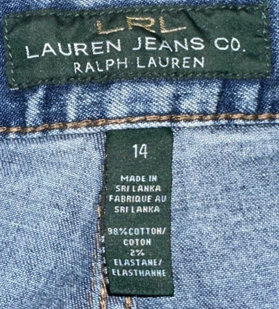 LAUREN RALPH LAUREN KELLY RELAXED JEANS STRETCH MID-RISE WOMENS 14/27L *HEMMED