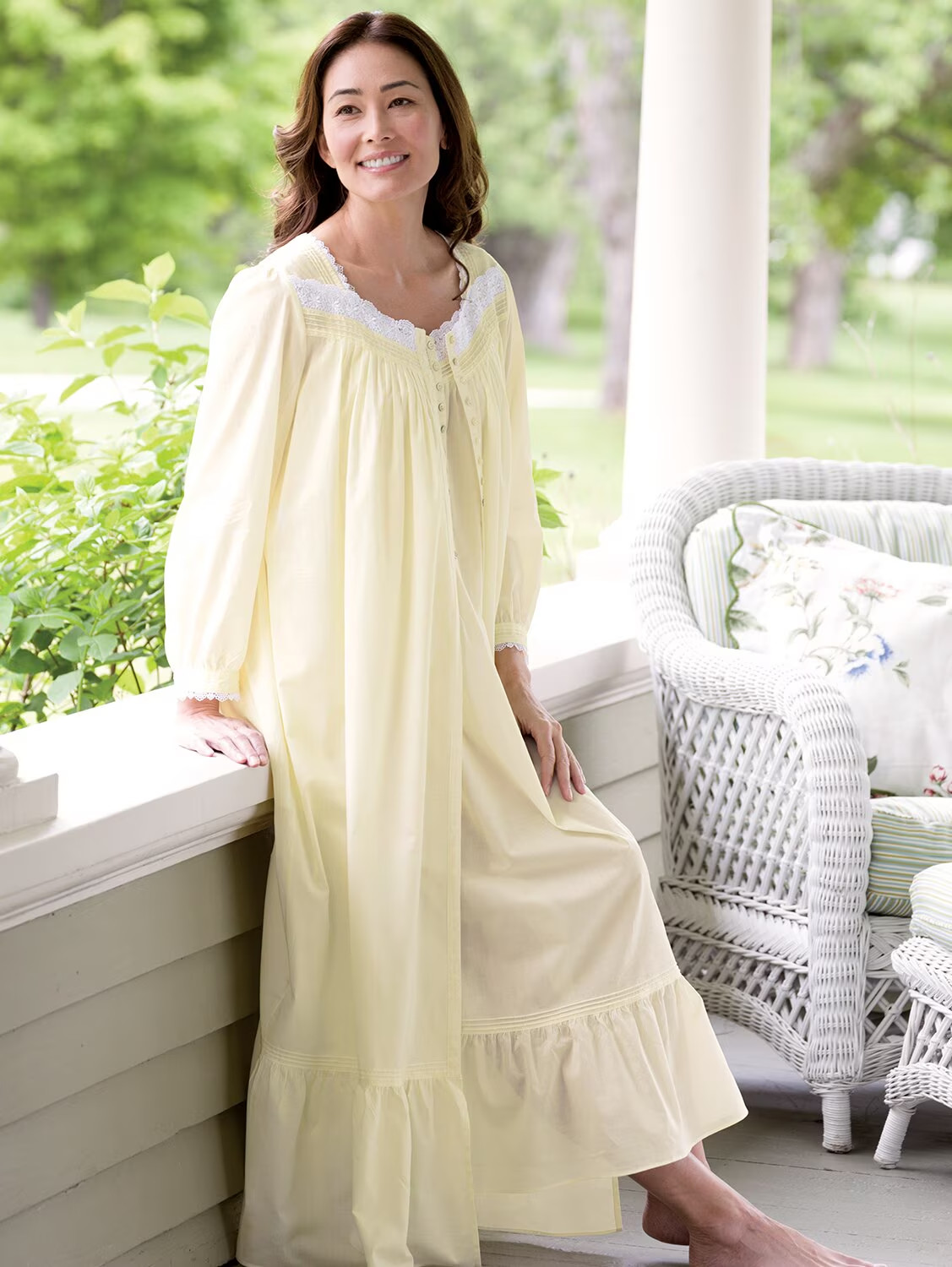 Eileen West Buttercup Cotton Robe, Yellow