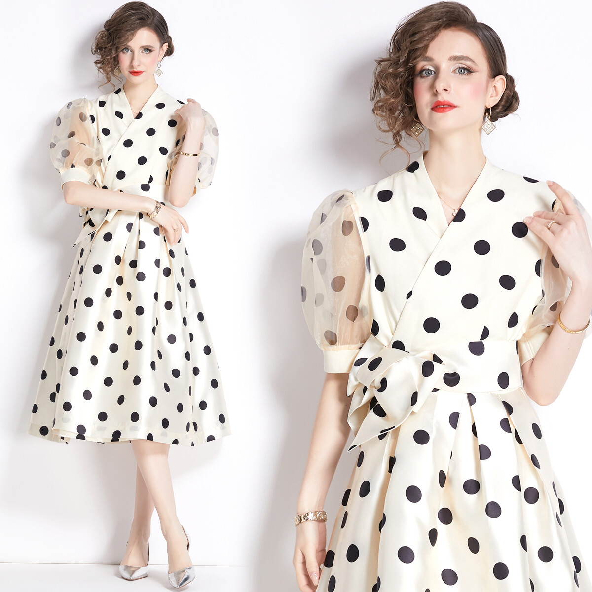 Summer Vintage Floral Print V Neck Short Sleeve Women Casual Party Wrap Dresses