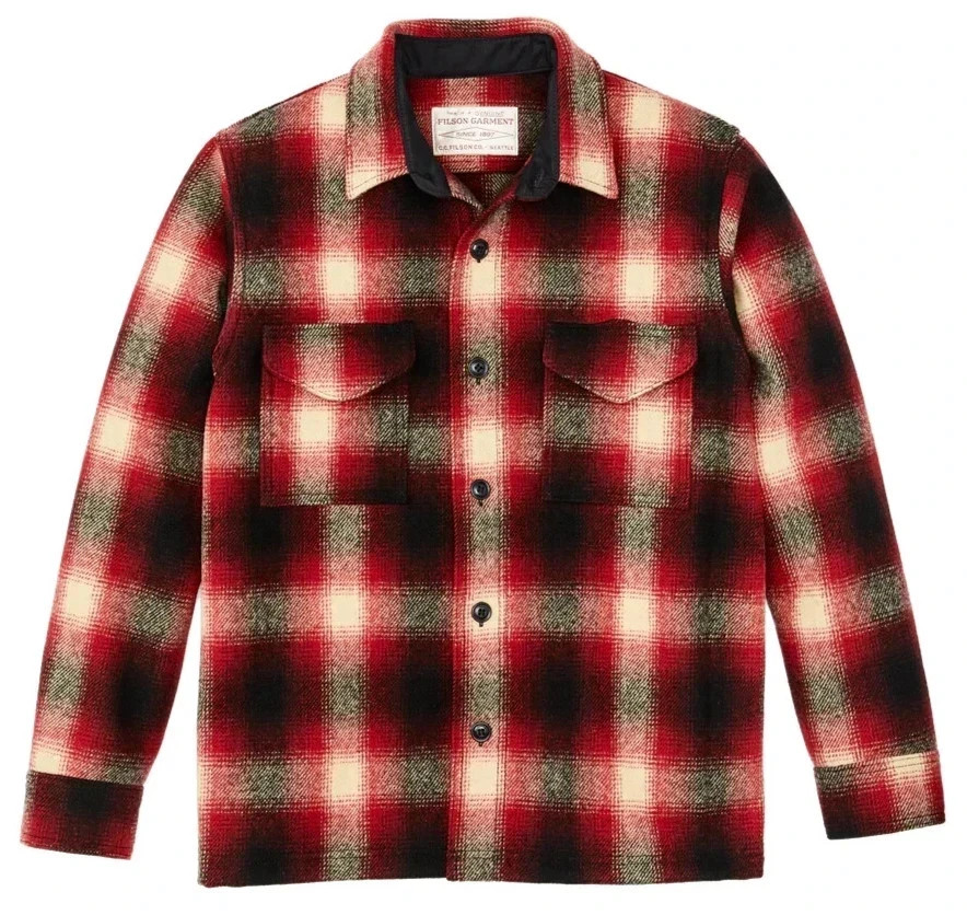 Filson Mackinaw Wool Jac Shirt Red Black Ombre 24oz Heavy Made In USA XS NWT