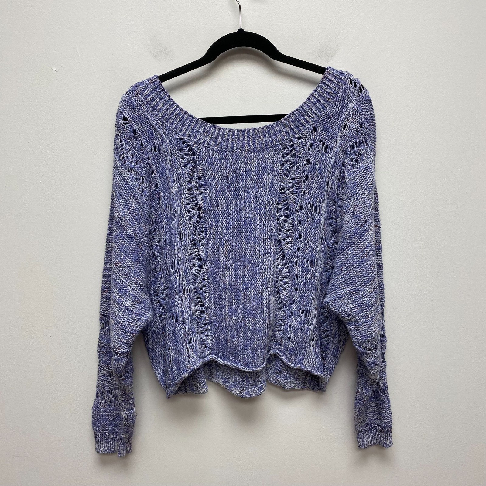 Melrose and Market Purple Dolman Sleeve Crew Neck Open Chunky Pullover Sweater S