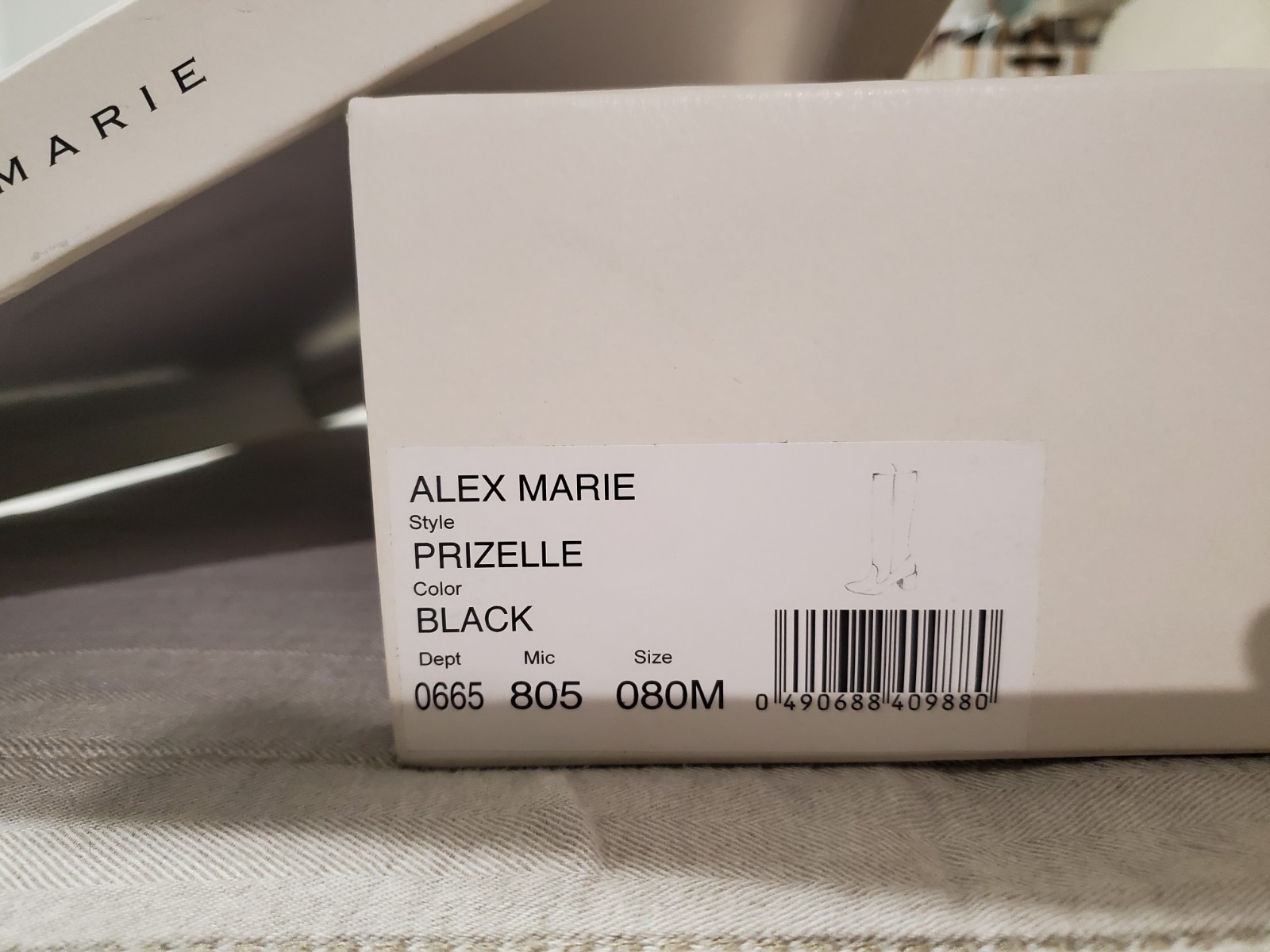 Alex Marie Prizelle Black Knee High Zip Riding Boot Faux Suede Almond Toe 8M