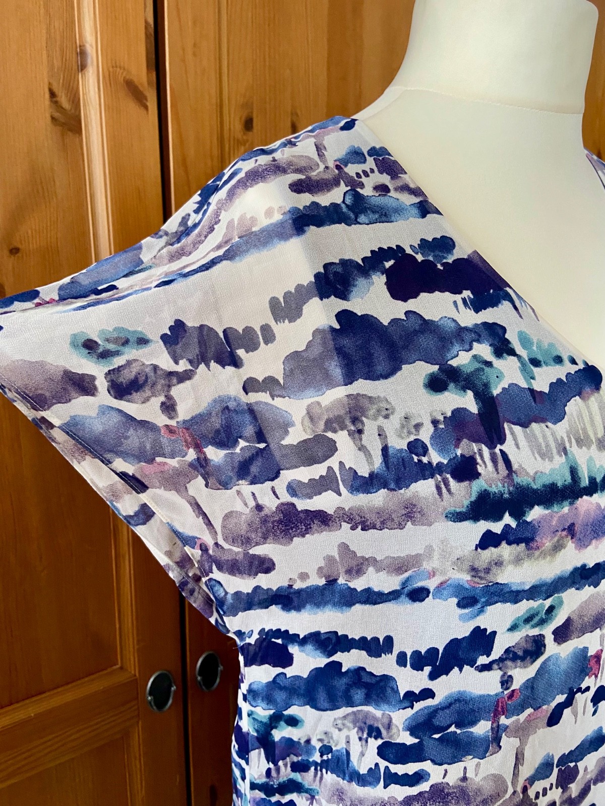 Mint Velvet Maxi Dress | Blue Stripe Chiffon | Short Sleeve | BNWT Size 10