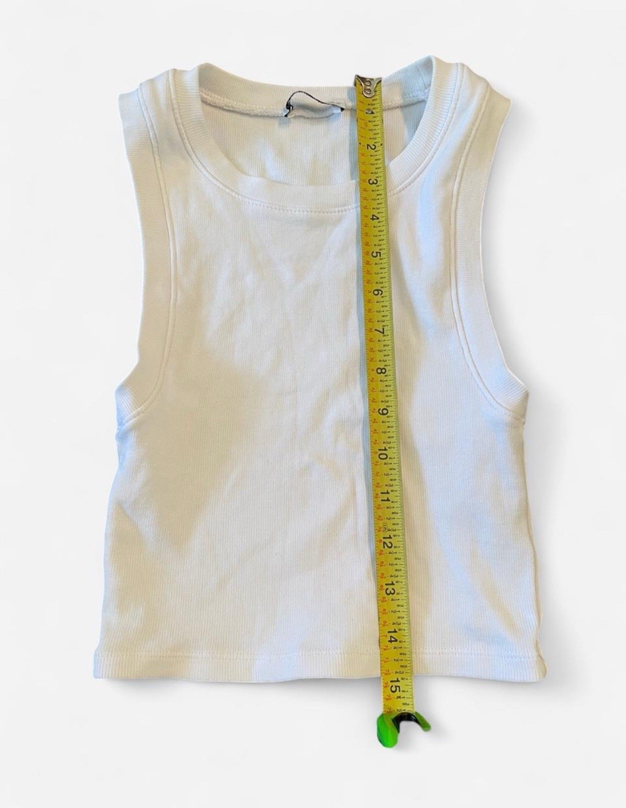 Zara White Ribbed Basic Staple Tank Top Women’s Size S